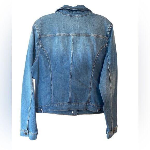 Social Standard Sz L NWT Classic Blue Jean Denim Short Button Front Jacket - Picture 3 of 7